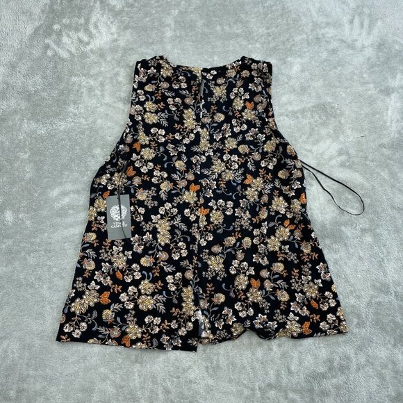 Vince Camuto M Floral Sleeveless Romper Black/Gold Womens NWT 0103 - Picture 2 of 11